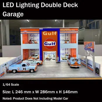 1/64 Obsega Diorama Garaža Model Dvojni Kabini, Parkirni prostor Postaja LED Osvetlitev Scene Model Igrača Darilo