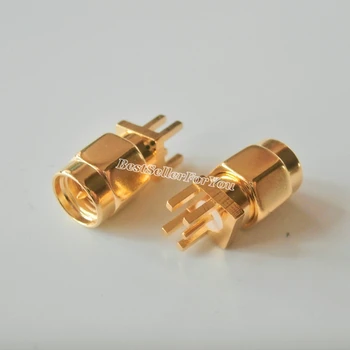 10Pcs Konektor SMA moški vtič spajkanje rob 1.6 mm PCB posnetek gori naravnost 5.08 mm