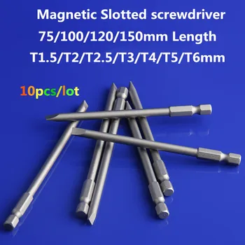 10pcs/veliko 75/100/120/150mm T1.5-T6 Zarezano Magnetni električni izvijač Veter serije izvijač ročno orodje