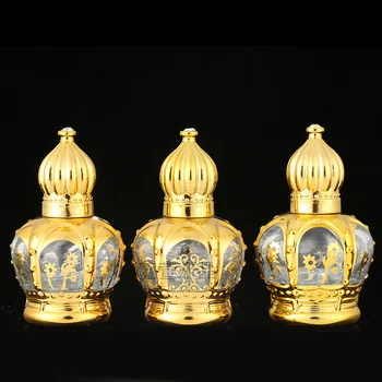 12ml Zlato Krono Obliko Parfum Eterično Olje Roller Polnjenje Prenosnih Potovanja Oblikovanja Stekla Luksuzni Prazno Steklenico 120pcs
