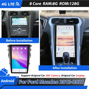 13.6 Palčni Večpredstavnostna Radio Ford Mondeo 2013-2021 Android 11 GPS Navigacija Brezžični CarPlay Tesla Zaslon Predvajalnik Autoradio