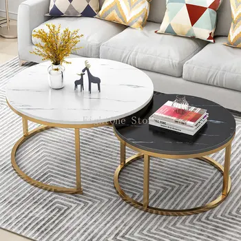 2 v 1, Dnevna soba mizice marmorja teksturo lesene kombinacija pohištva okroglo mizo čaj trajno tabele