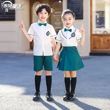 2023 Novo Poletno Otroci Šoli Enotno Baby Fantje Dekleta Teen Vrtec Diplomi Nabrano Krilo Stopnji Uspešnosti Korejski Obleke