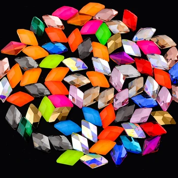 20p Neon barve 6x10mm rhomb flatback Ne-popravek kristalno steklo Okrasnih diamant nakit Nail Art Okras Manikura Dodatki