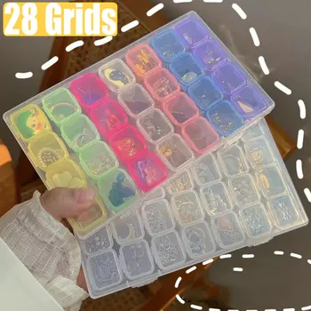 28 Girds Kvadratnih Pregleden Plastična Škatla za Shranjevanje Organizator za Nakit Nail Art Diamond Slikarstvo Pribor Posoda Škatle