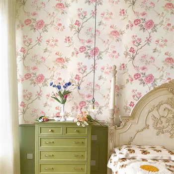 3D tri-dimenzionalni Evropske non-woven roza pastorala cvetlični ozadje Ameriške dnevna soba in spalnica v ozadju stene ozadje