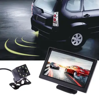 5 Palčni LCD-Zaslon Sesalni Parkiranje Kamera za Avto Rearview Povratne Varnostno Kamero