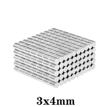 50pcs 3x4 N35 Super Močan Valj Magnetom iz Redkih Zemelj 3 mm*4 mm Okroglih Neodim Magneti 3x4mm Mini Majhen Magnet disk 3*4 mm