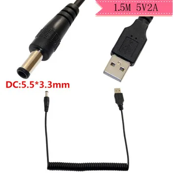 5V2A Trenutno Napajalni Kabel napajalni Kabel USB, da DC5.5*3.3 mm 5.5x3.3 mm Moški Kabel USB Teleskopsko Pomlad Kabel
