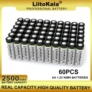 60PCS Liitokala AA 1,2 V 2500mAh baterije za polnjenje Ni-MH Bateria Recarregável Par Temperatura Pištolo Pilhas Brinquedo Ne Rato Controle de Remoto