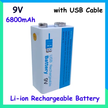 9V 6800mAh z Micro USB Baterija Li-ionska Akumulatorska Baterija za Multimeter MicrophoneToy Daljinski upravljalnik KTV z Rezervno Baterijo