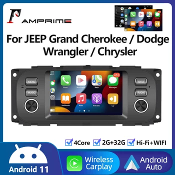 AMPrime Carplay Android11 Avto Multimedijski Predvajalnik Za JEEP Grand Cherokee Svobode Wrangler Chrysler 5INCH Stereo GPS Radio Št DVD