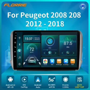 Android 12 avtoradio Video Za Peugeot 2008 208 Serije 2012-2018 Multimedijski Predvajalnik Predvajalnik Navigacija GPS Ni DVD WIFI 4G Carplay
