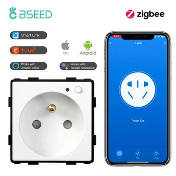 BSEED Zigbee francoski Vtičnico Stensko Smart Vtič v Električno Vtičnico 16A Tuya Smart Življenje Alexa Yandex Glasovni Nadzor DIY Dela Prost Combinat