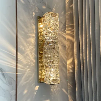 Crystal stenska svetilka Dnevna Soba Dekoracijo Doma zlata Chrome Stenske Svetilke za Spalnico LED Wall Rov Notranje Napeljave