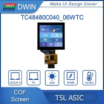 DWIN Nov Prihod 4.0 Palčni, 480 X 480 Slikovnih pik, IPS COF Zaslon Posebno z Uporabo za Termostat Kvadratni zaslon občutljiv na Dotik LCD-Barvni Zaslon