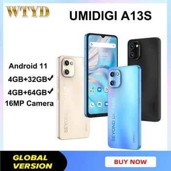 Globalna Različica UMIDIGI A13S 6.7 inch 4GB+32/64GB Android 11 4G Mobilni Telefon 16MP Fotoaparat 5150mAh Baterije Face Unlock Pametni telefon