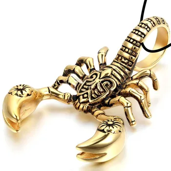 Gold Silver Plated Osebnost Scorpion King Moški Obesek Ogrlica Starinsko Choker Živali, Žuželk, Nakit Usnjena Vrv 50 cm Dolžina
