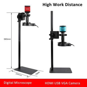 HDMI VGA USB Digitalna Kamera Mikroskop Za Elektroniko Visoko delovno Razdaljo 150X C-Mount Zoom Objektiv Stekla Led Luč Za Spajkanje