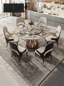 Italjanskih luksuzni marmorja peko barve, okrogle mize high-end villa jedilno mizo design okrogla miza