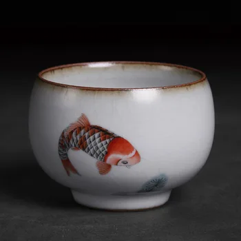 Jingdezhen Keramike Teacup Zdravje Gongfu Teaware Kitajski Čaj Slovesnosti Crackle Glaze Porcelana Ribe Čajne Skodelice Kung Fu Teaset