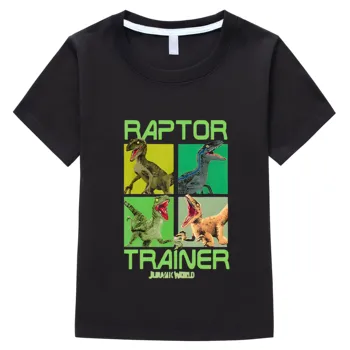 Jurassic Svetu Raptor Trener Tiskanja Fant Dekle majica Bombaž Otroci, Oblačila, Vrhovi Camiseta Poletje Kratkimi Rokavi Otroci T-Shirt