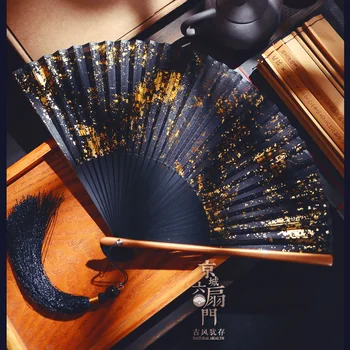 Kitajski fan 6 inch posuje zlato in srebro, svilo žensk retro slogu Japonski Japonski Hanfu zložljiva ljubitelj klasične fotografije