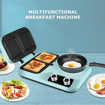 Multifunkcijski Vaflji Maker Zajtrk Stroj, Opekač Za Sendviče Malih Gospodinjskih Vaflji Toast Kruh, Ki Stroj Zajtrk Kavo