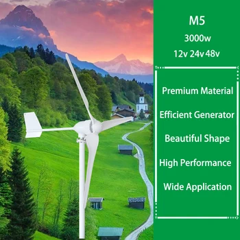 Nizki Hitrosti Star Wind Turbine Generator 3000W 12V 24V 48V Brezplačnih Alternativnih virov Energije Vetrnica Z MPPT Hibridni Krmilnik, 3 Rezila