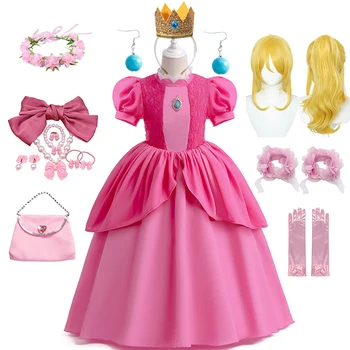 Nova Princess Breskev Obleko za Dekle Halloween Cosplay Kostum Otroci Stopnji Uspešnosti Oblačila Otroci Rojstni dan Carnival Party Obleke
