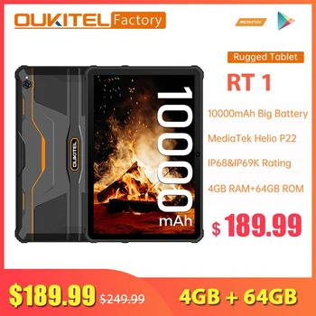 Oukitel RT1 10.1 Palčni FHD 10000mAh Krepak Tablični Telefon 4GB+64GB Okta Core Android Tablet 16MP Fotoaparat 4G LTE Pad PC