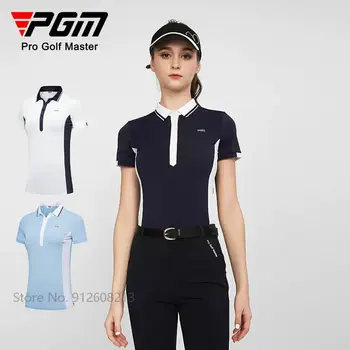 PGM Ženskih Poletnih Dihanje Golf Polo majice Ženske Kratka sleeved Slim Srajce Mozaik Priložnostne Šport Vrhovi Golf Oblačila S-XL