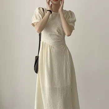 Poletje 2023 Vintage Obleko za Ženske, Nežna Seksi Slim Puff Rokav Elegantno Elegantno Kvadratnih Ovratnik Vestido