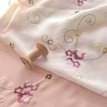 Slive vezenje šifon tkanine Han oblačila šal bluzo dekorativne tkanine design