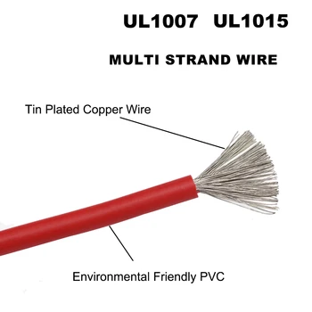 UL1015 UL1007 Žice PVC Pocinkane Bakreni Električni Kabel Žice s Toplotno odporne Kabel 12AWG 14AWG 16AWG 18AWG
