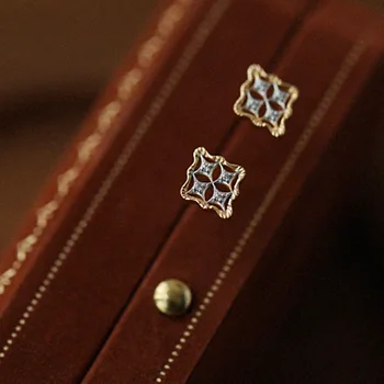 Vintage Premium North Star Stud Uhani Za Ženske 925 Sterling Srebro Minimalističen Geometrijo Darilo Nakit Dodatki