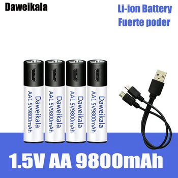 Visoka zmogljivost 1,5 V AA 9800 mWh USB polnilna litij-ionska baterija za daljinski nadzor miške, majhen ventilator Električne igrače baterija + Kabel