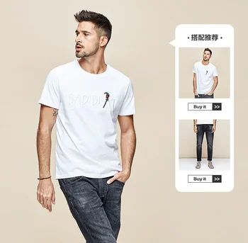 W4180 - moška t-shirt kratek rokav moške bombaž krog vratu pismo vezenje pol rokav T-shirt .