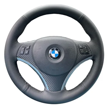 Za BMW 1 Series 3 E82 E87 E90 X1 (E84 stare 2011-2013 po meri visoko kakovostnih ročno sešijejo Črno Usnje Avto Volan Pokrov