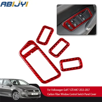 Za VW Golf 7 GTI MK7 2013-2017 Avto Dodatki Notranjost Ogljikovih Vlaken Rdeče Nalepke za Steklo Dvignite Dekoracijo 4PCS