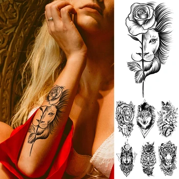 anime rose cvet začasni tattoo nalepke black skica tatoo modelov roko rokav ponaredek tetovaže vodo prenos velik obseg ženske