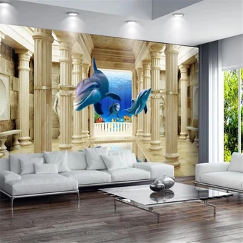 wellyu tapete za stene, 3 d Podvodni svet 3d cubism Roman stolpec TV ozadju stene papier peint ozadje 3d