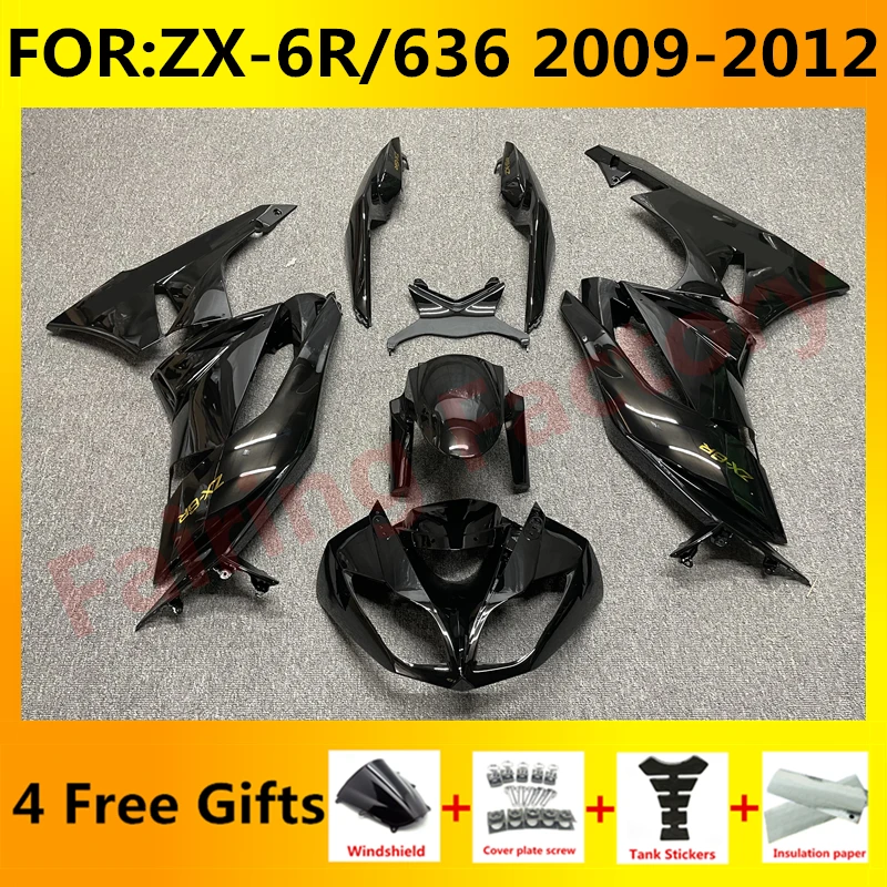 Motorno kolo Fairings Kit primerni za Ninja ZX-6R 2009 2010 2011 2012 ZX6R zx 6r 636 09 10 11 12 karoserija polno oklep kompleti komplet black